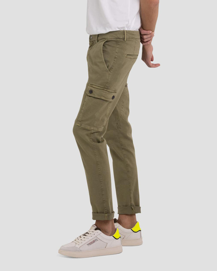 Replay Jaan Hypercargo Colour XLITE Slim Mens Cargo Jeans - Military Green