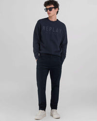 Replay Damian Regular Slim Mens Twill Trousers - Night Blue | Replay Chinos & Non-Denim Pants | JEANSTORE