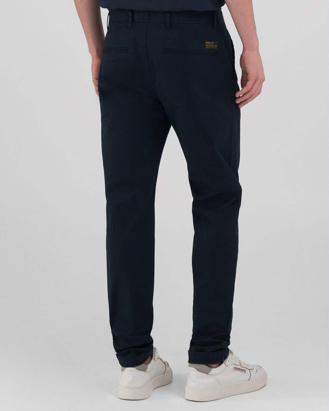 Replay Damian Regular Slim Mens Twill Trousers - Night Blue | Replay Chinos & Non-Denim Pants | JEANSTORE