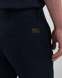 Replay Damian Regular Slim Mens Twill Trousers - Night Blue | Replay Chinos & Non-Denim Pants | JEANSTORE