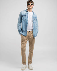 Replay Damian Regular Slim Mens Twill Trousers - Sand | Replay Chinos & Trousers | JEANSTORE