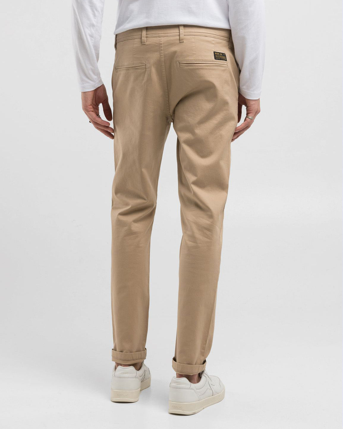 Replay Damian Regular Slim Mens Twill Trousers - Sand | Replay Chinos & Trousers | JEANSTORE