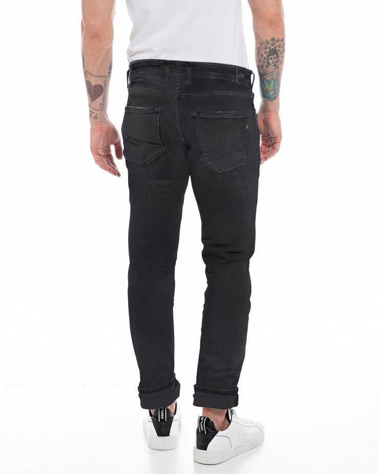 Replay Grover Straight Fit Hyperflex Clouds Mens Jeans - Black