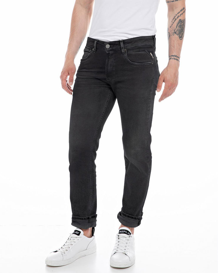 Replay Grover Straight Fit Hyperflex Clouds Mens Jeans - Black