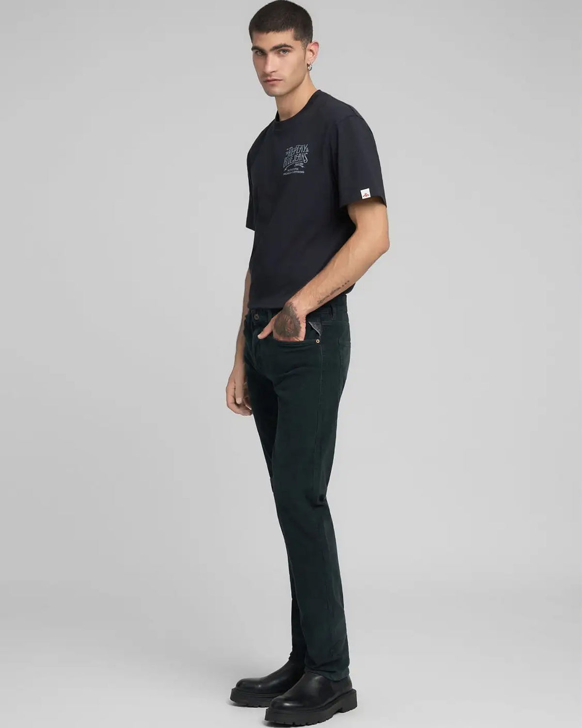 Replay Grover Straight Fit Mens Cords - Black