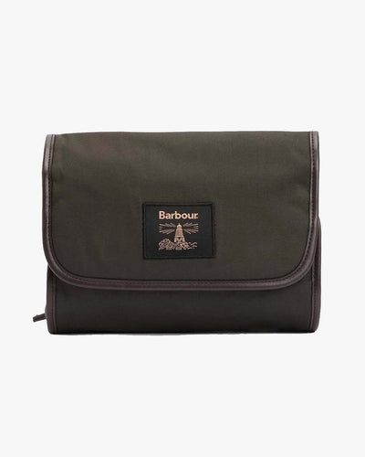 Barbour Heritage Waxed Hanging Washbag - Olive / Beacon