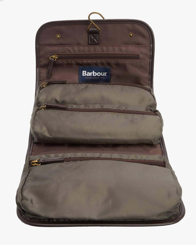 Barbour Heritage Waxed Hanging Washbag - Olive / Beacon