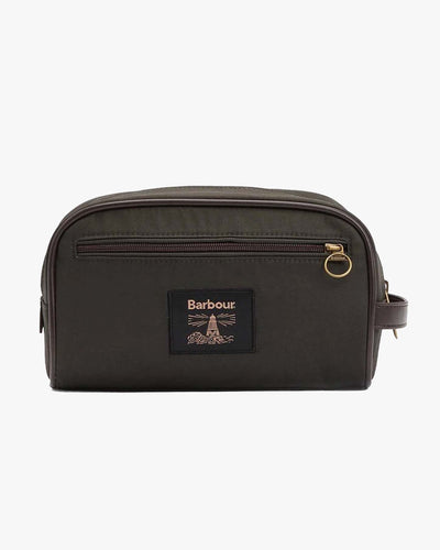Barbour Heritage Waxed Washbag - Olive / Beacon | Barbour Lifestyle | Jeanstore