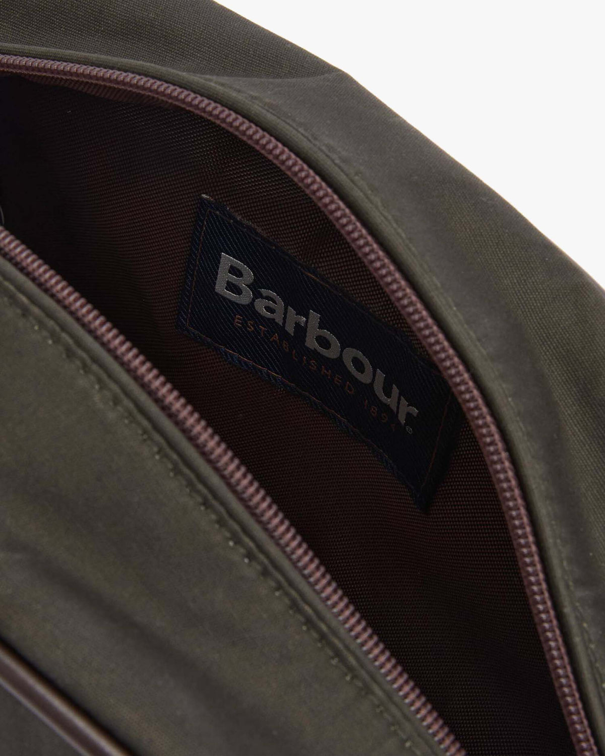 Barbour Heritage Waxed Washbag - Olive / Beacon | Barbour Bags | Jeanstore