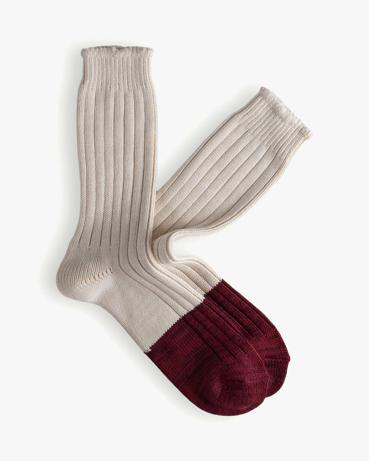 Thunders Love Marine Collection Cotton Duplo Socks - Raw White / Burgundy | Thunders Love Socks | JEANSTORE