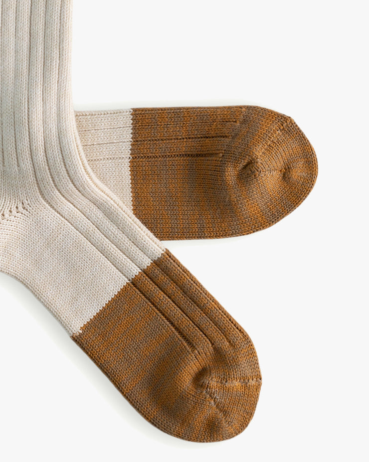 Thunders Love Marine Collection Cotton Duplo Socks - Raw White / Camel