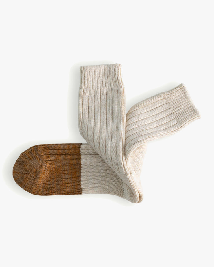 Thunders Love Marine Collection Cotton Duplo Socks - Raw White / Camel