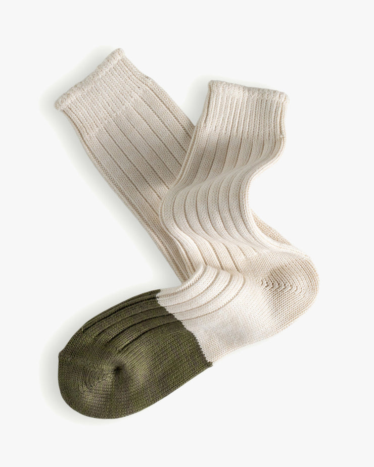 Thunders Love Marine Collection Cotton Duplo Socks - Raw White / Olive Green | Thunders Love Socks | JEANSTORE