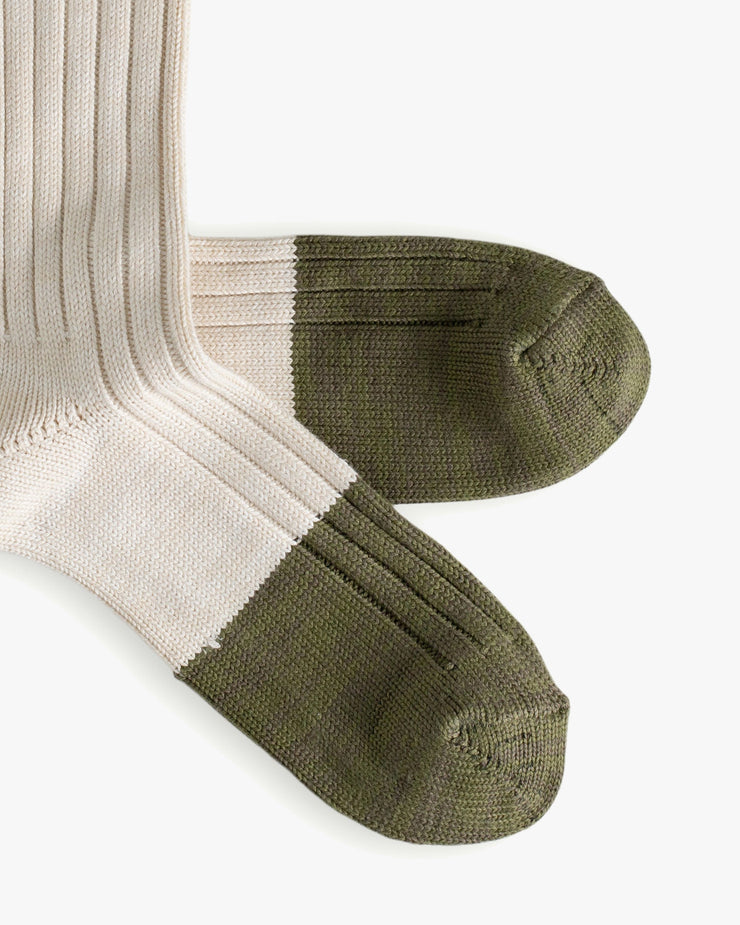 Thunders Love Marine Collection Cotton Duplo Socks - Raw White / Olive Green | Thunders Love Socks | JEANSTORE