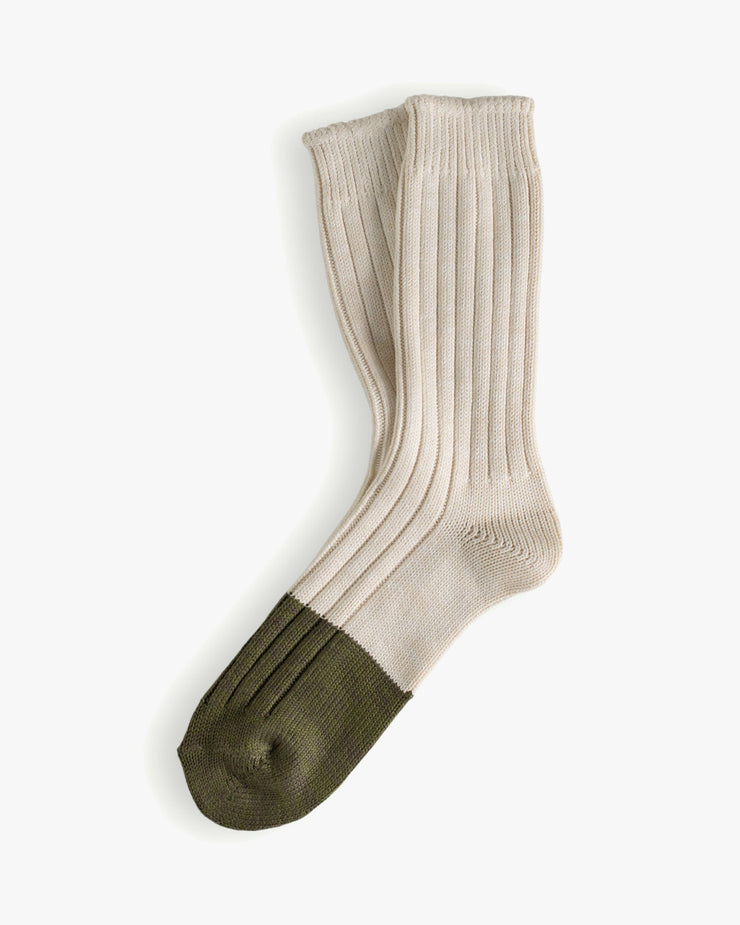 Thunders Love Marine Collection Cotton Duplo Socks - Raw White / Olive Green | Thunders Love Socks | JEANSTORE