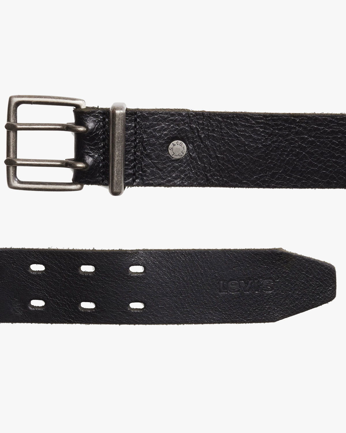 Levi's® Potrero Double Prong Leather Belt - Caviar