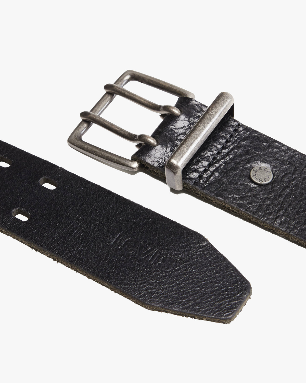 Levi's® Potrero Double Prong Leather Belt - Caviar