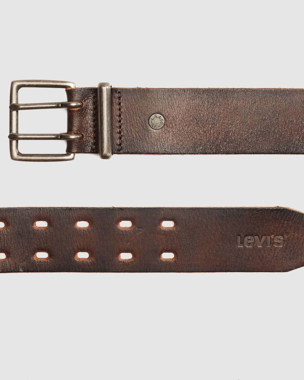 Levi's® Potrero Double Prong Leather Belt - Seal Brown | Levi's® Belts | Jeanstore