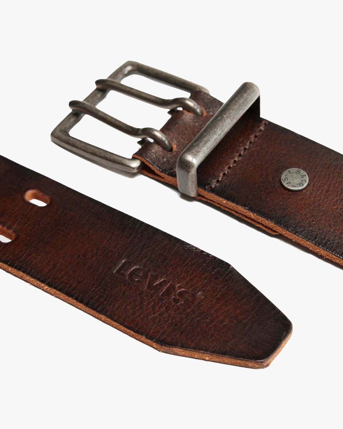 Levi's® Potrero Double Prong Leather Belt - Seal Brown
