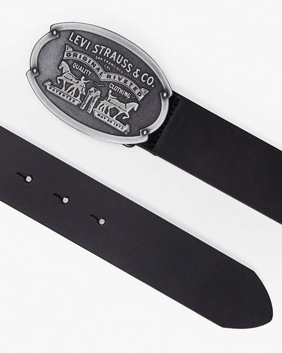 Levi's® Billy Plaque Leather Belt - Caviar