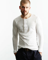 Merz b. Schwanen 102 4.6oz Loopwheeled Henley - White