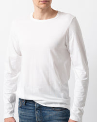 Merz b. Schwanen Good Originals 4.6oz 1950s L/S Loopwheeled Tee - White | Merz b. Schwanen T Shirts | JEANSTORE