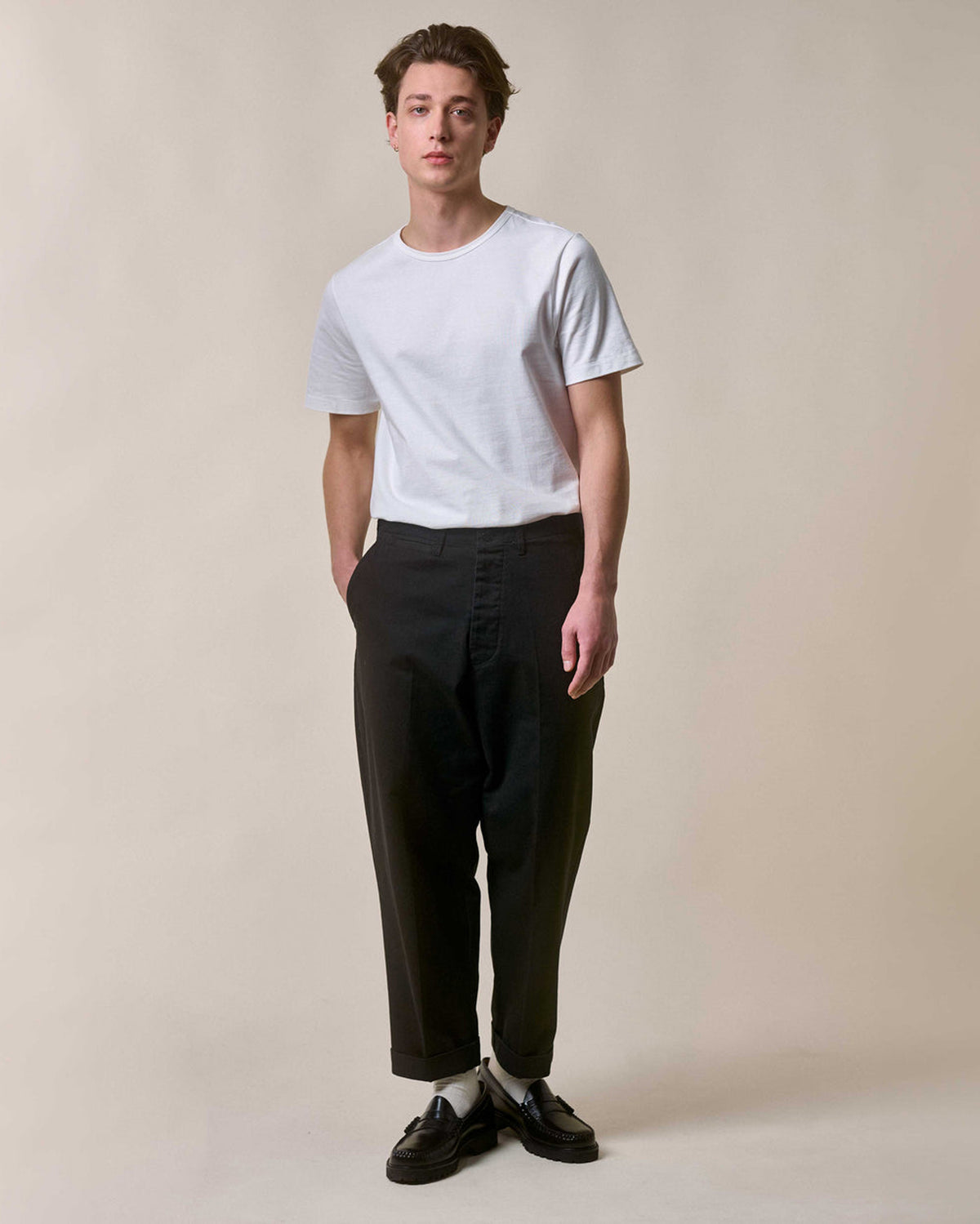 Merz b. Schwanen 1920s Cotton Twill Worker Chinos - Deep Black