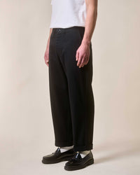 Merz b. Schwanen 1920s Cotton Twill Worker Chinos - Deep Black