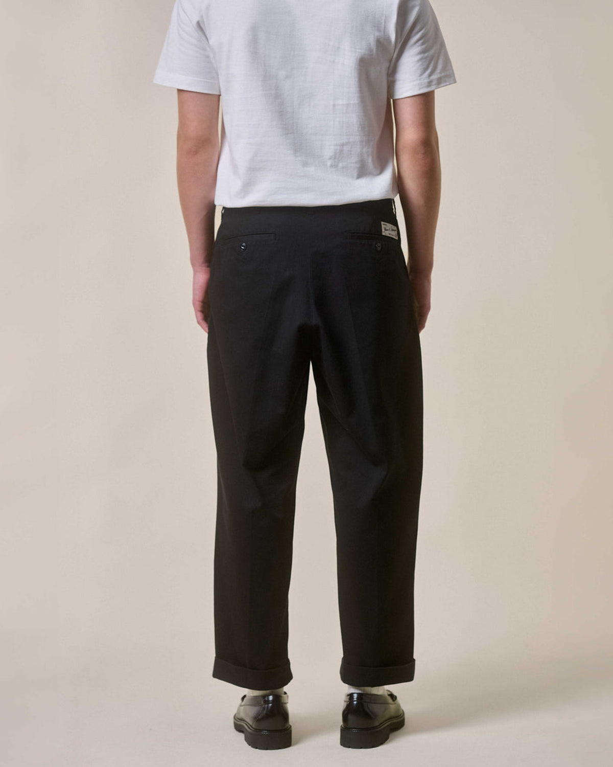 Merz b. Schwanen 1920s Cotton Twill Worker Chinos - Deep Black