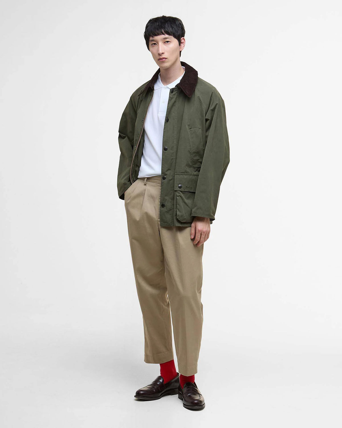 Barbour Heritage Peached Oversized Bedale Casual Jacket - Sage | Barbour Jackets & Coats | JEANSTORE
