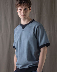 Jackman Dotsume Rib Tee - Wolf Grey / Black