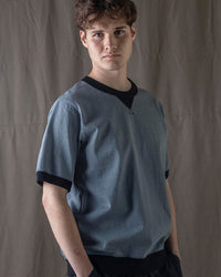 Jackman Dotsume Rib Tee - Wolf Grey / Black