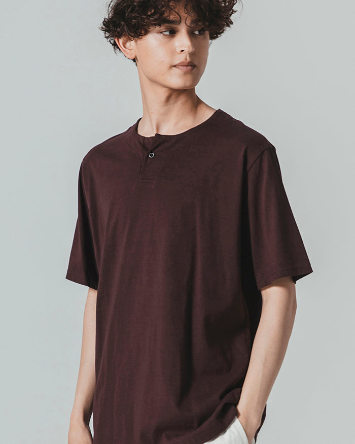 Jackman Henley Neck Tee - Mauve Wine | Jackman T Shirts | JEANSTORE