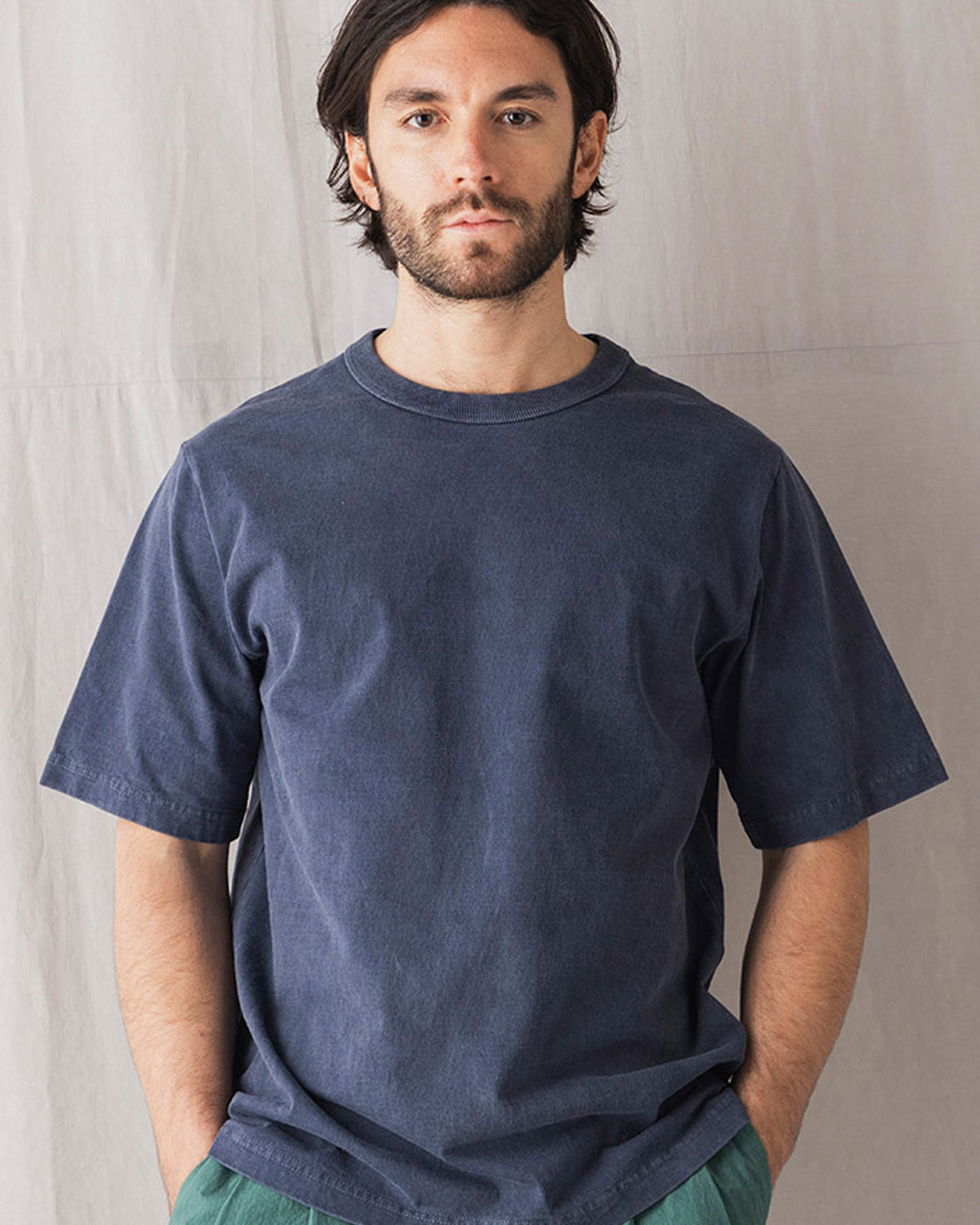 Jackman Pigment Dyed Lead Off Tee - Faded Navy