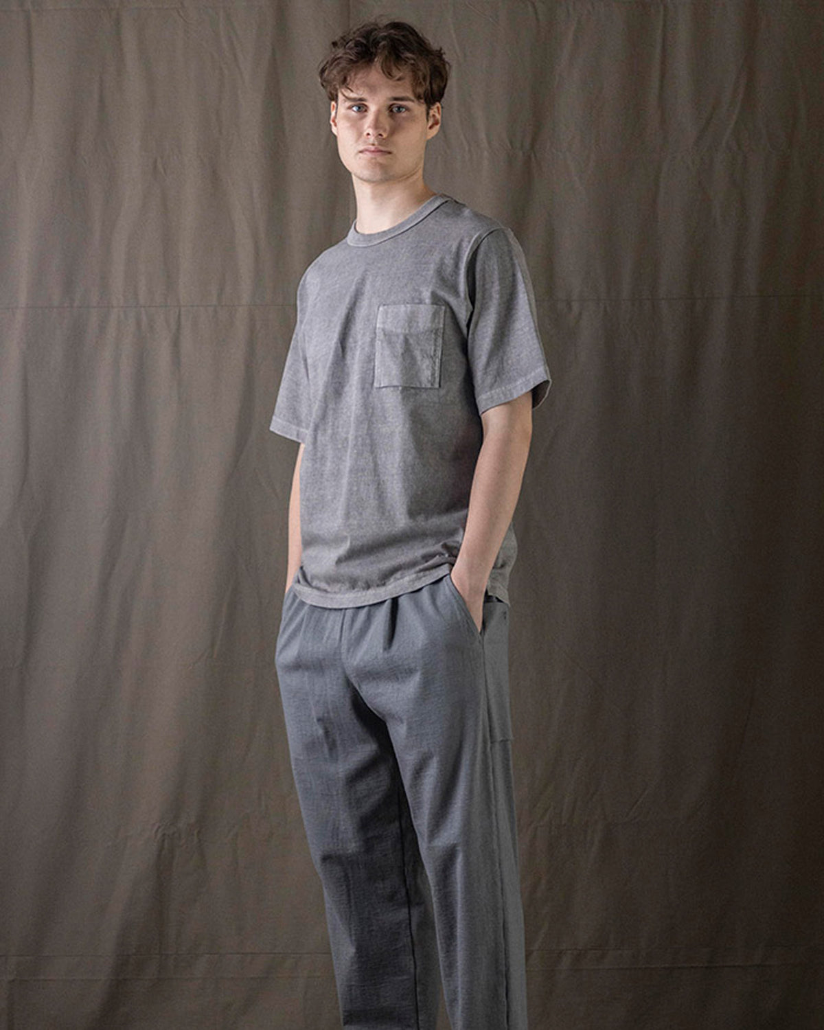 Jackman Pigment Dyed Pocket Tee - Faded Medium Grey