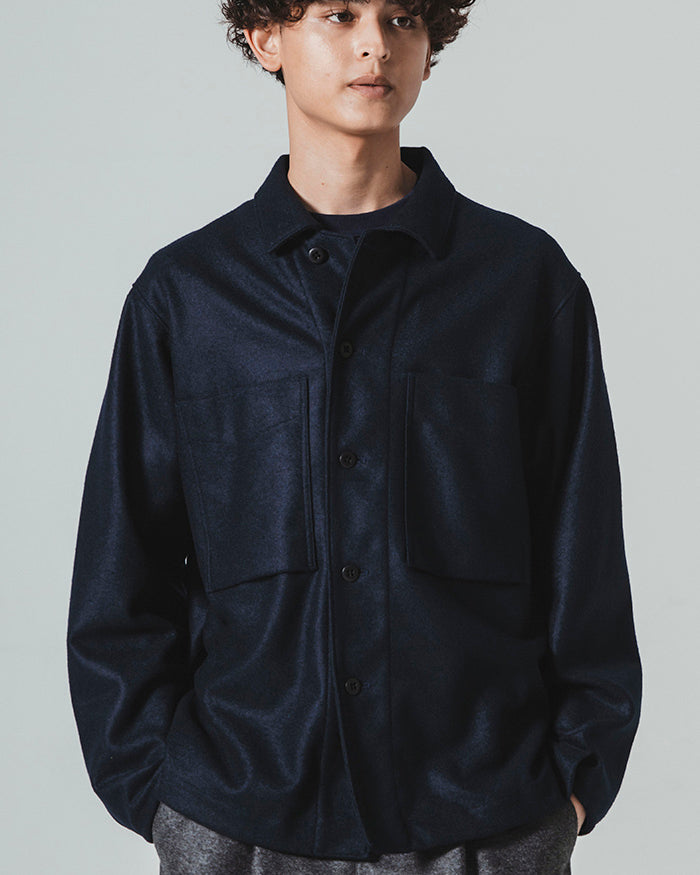 Jackman Comp Wool BB Shirt - Navy