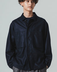 Jackman Comp Wool BB Shirt - Navy