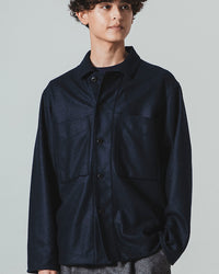 Jackman Comp Wool BB Shirt - Navy