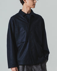 Jackman Comp Wool BB Shirt - Navy
