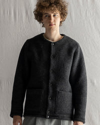 Jackman Wool Collarless Jacket - Heather Black
