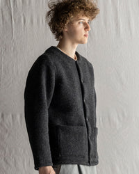 Jackman Wool Collarless Jacket - Heather Black