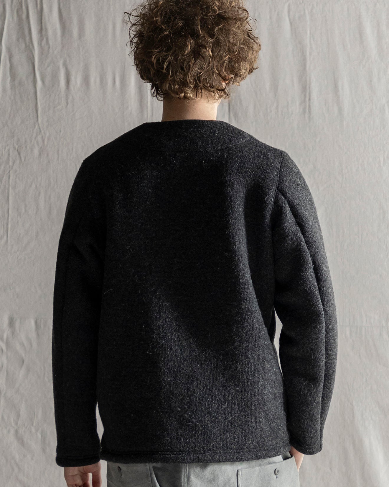 Jackman Wool Collarless Jacket - Heather Black