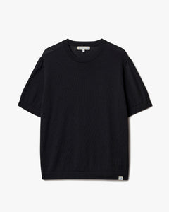 Merz b. Schwanen MERINOTEE01 Knitted Merino Wool Tee - Deep Black