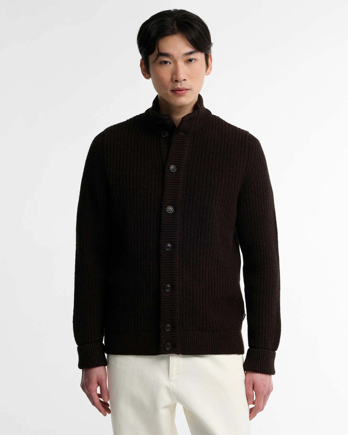 Barbour Heritage Mordale Half Button Jumper - Dark Brown | Barbour Sweaters & Knitwear | Jeanstore