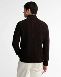 Barbour Heritage Mordale Half Button Jumper - Dark Brown | Barbour Sweaters & Knitwear | Jeanstore