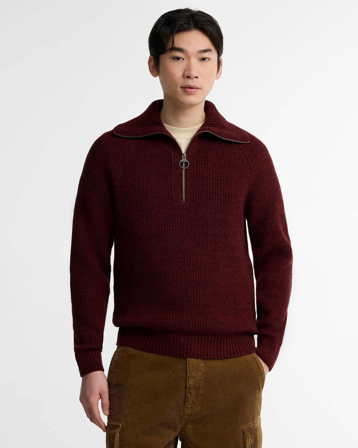 Barbour Heritage Riggbay Half Zip Jumper - Chestnut | Barbour Sweaters & Knitwear | Jeanstore