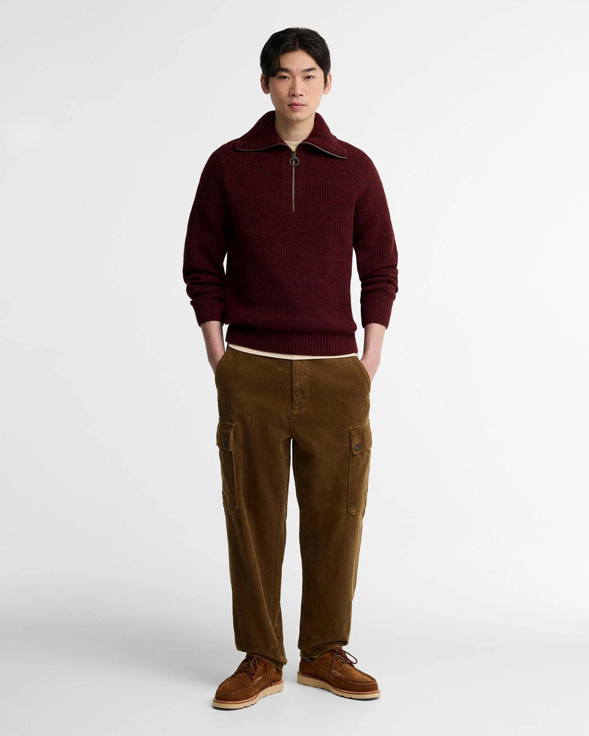 Barbour Heritage Riggbay Half Zip Jumper - Chestnut | Barbour Sweaters & Knitwear | Jeanstore