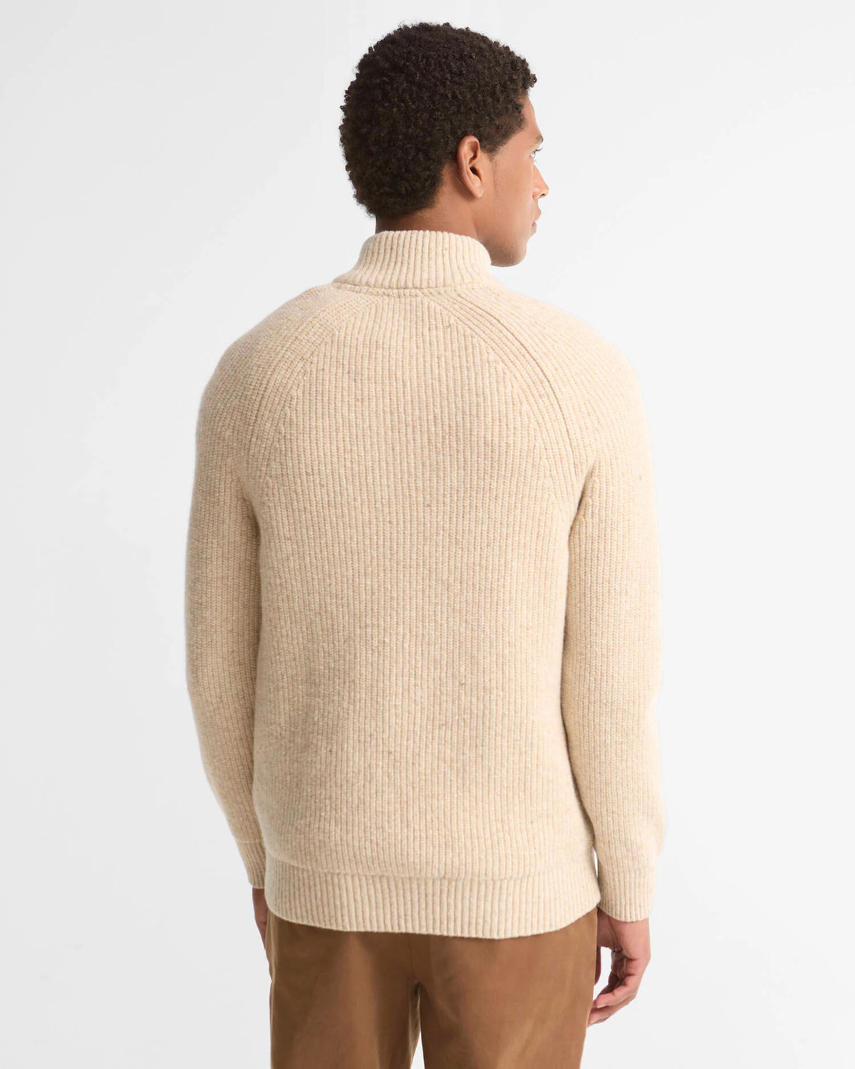 Barbour Heritage Essentials Fleck Wool Half Zip Jumper - Pearl