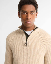 Barbour Heritage Essentials Fleck Wool Half Zip Jumper - Pearl