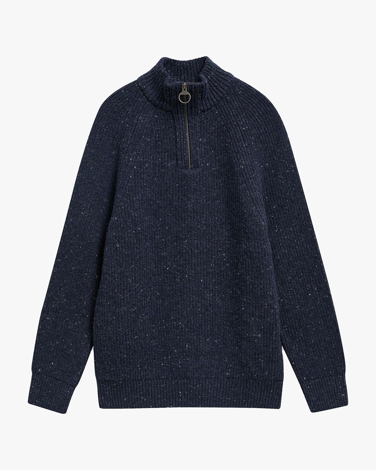 Barbour Heritage Essentials Fleck Wool Half Zip Jumper - Navy